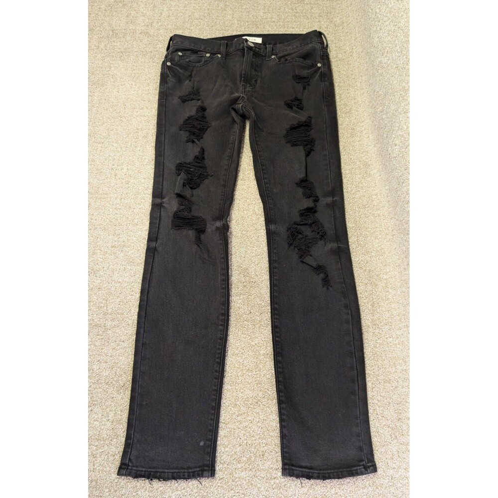 Pacsun Womens Jeans 30x32 Skinny Mid Rise Black Distressed Dark Wash Denim Pants